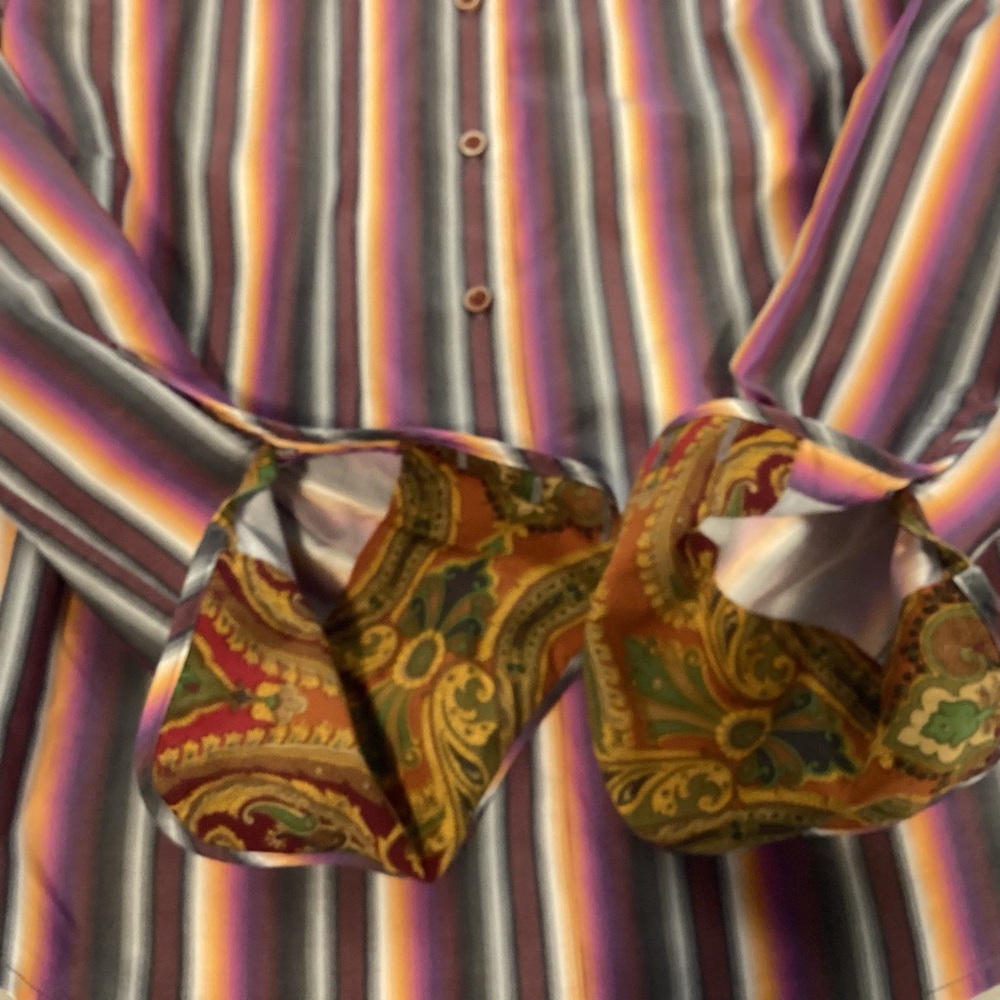Robert Graham Women’s Multi Colored Striped Button Down Long Sleeve Shirt Sz 12 - Picture 11 of 16